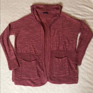 Pink, knit, hooded AEO cardigan